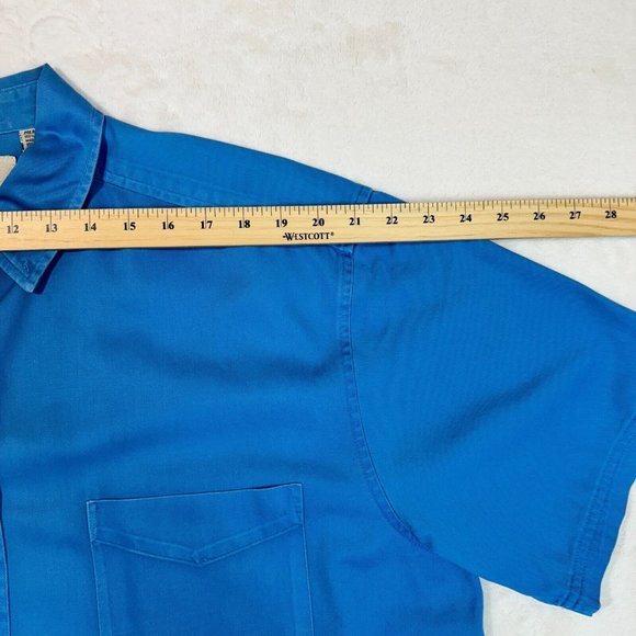 Vintage Penmans Men's L Polo Dress Shirt Blue Button Up Short Sleeve - Picture 10 of 12